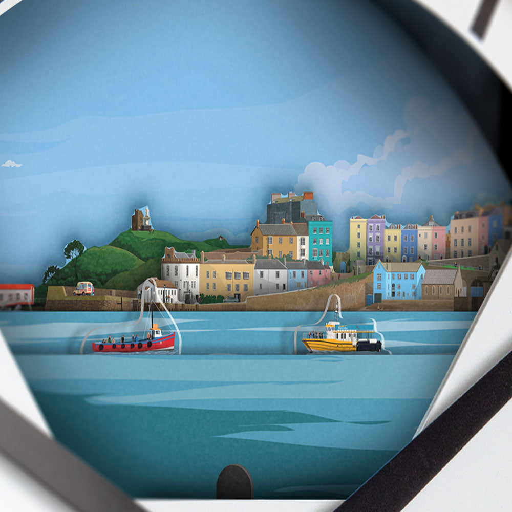 Tenby, Wales - Limited Edition Tide Clock - Bramwell Brown Art Clocks