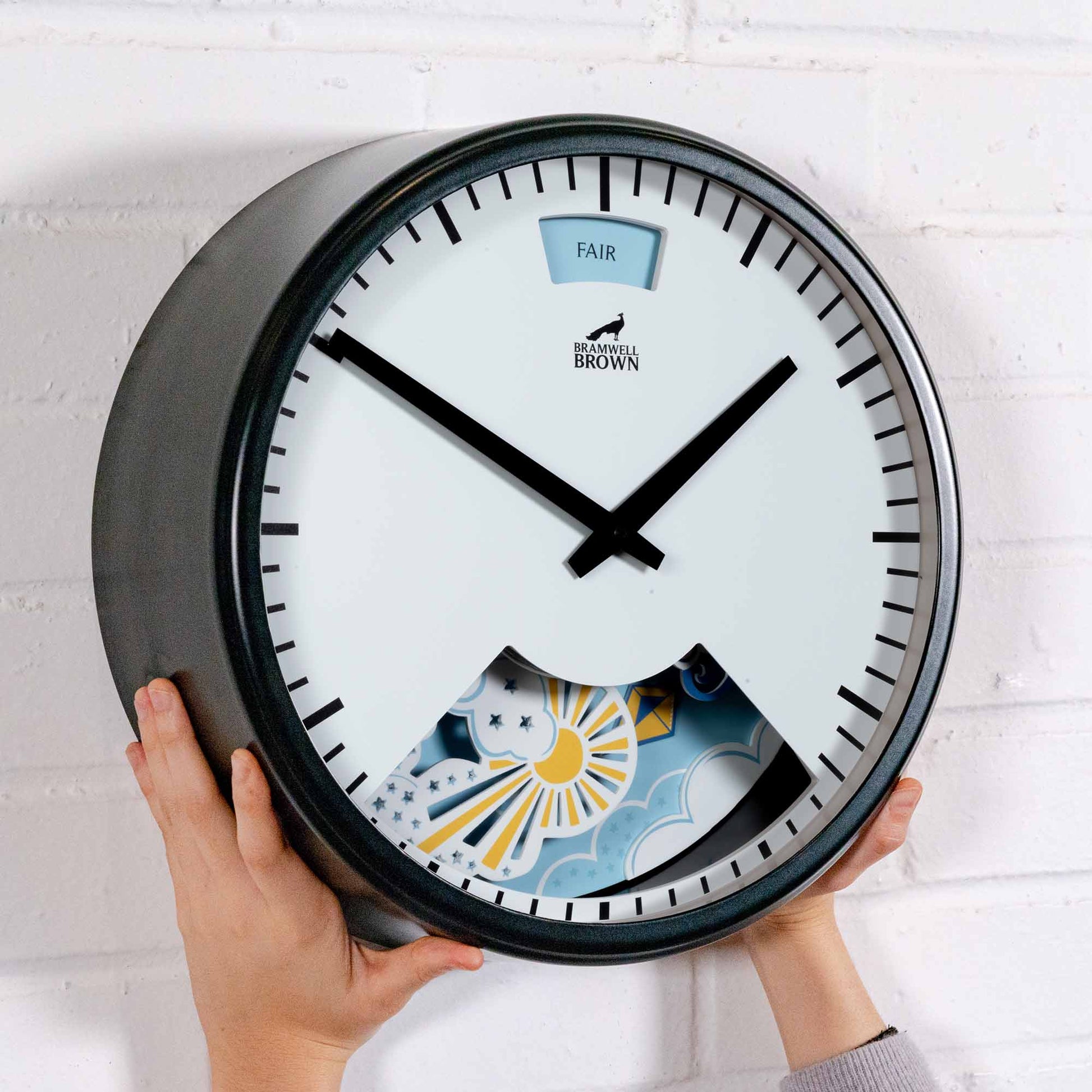 Papercut Clouds Weather Clock by Emily Hogarth - Bramwell Brown Art Clocks