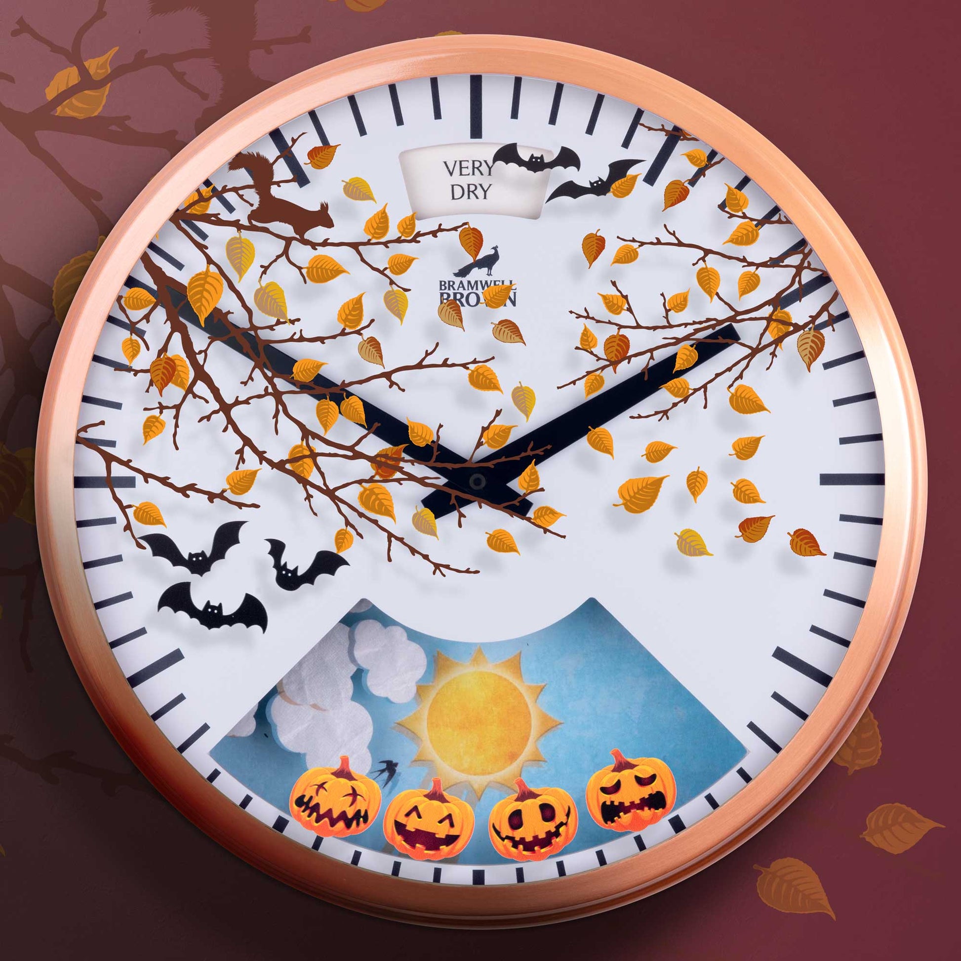 Autumn & Halloween Seasonal Clock Face - Bramwell Brown Art Clocks