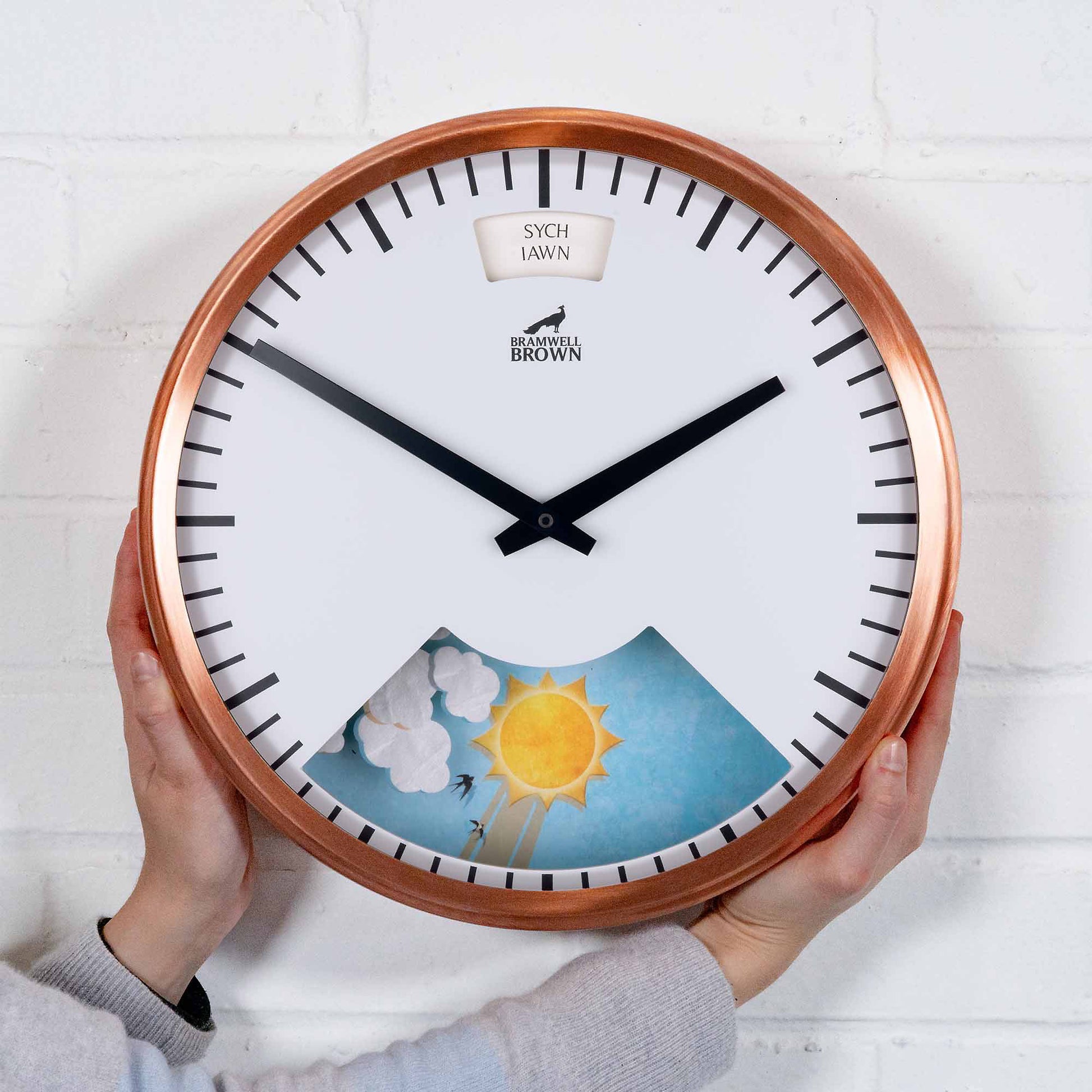 Welsh-language Weather Clock - Bramwell Brown Art Clocks